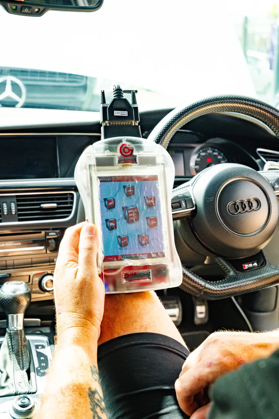 Diagnostic tool plugged into an Audi before the remap